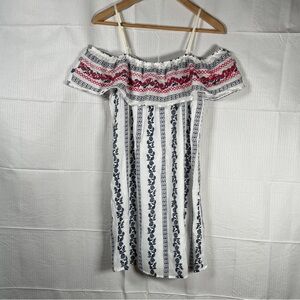 Charlotte Russe Size Small Spaghetti Strap Lined Off Shoulder Dress Embroidered